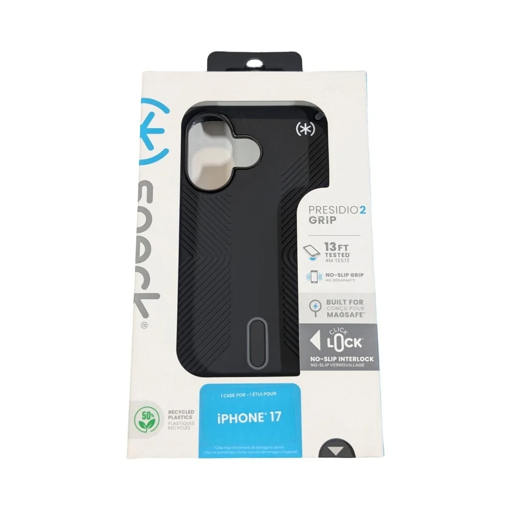 Qq7O Speck Presidio2 Grip Magsafe ClickLock Case for iPhone 17 - Black Open Box